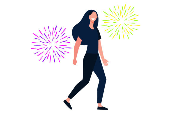 Flat Illustration New Year-02: Elevating Your Creative Design Projects for Work, Study, and Business