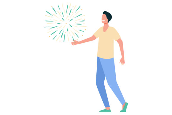 Flat Illustration New Year-07: A Modern Visual Resource for Creative Design Needs