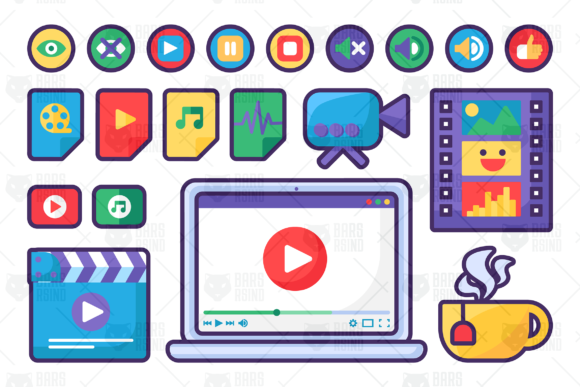 Multimedia Files Symbols Set: Visual Tools for Media Projects