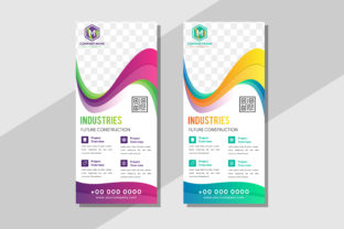 Vertical Banner Wave Purple Yellow Design